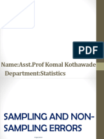 Sampling & Non Sampling Error