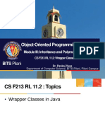 Object-Oriented Programming (CS F213) : BITS Pilani