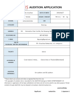 Audition Application: Name Date of Birth SEX Height / Weight School JOB Category