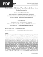 Determinants of Dividend Payout Ratios Evidence From Indian Companies