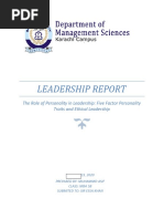 Leadership Report: The Role of Personality in Leadership: Five Factor Personality Traits and Ethical Leadership