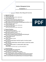 Aggregate, Numeric, Date, String and Conversion: Database Management System Practical No: 3 Aim: 1. Functions