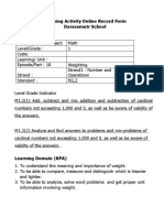 Learning Activity Online Record Form Darasamutr School