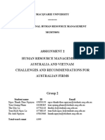 Assignment 2 Human Resource Management in Australia and Vietnam Challenges and Recommendations For Australian Firms