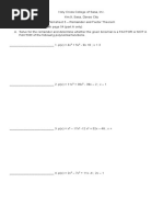 Worksheet 5 - Remainder and Factor Theorem