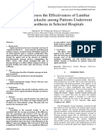 A Study To Assess The Effectiveness of Lumbar Massage On Backache Among Patients Underwent Spinal Anesthesia in Selected Hospitals