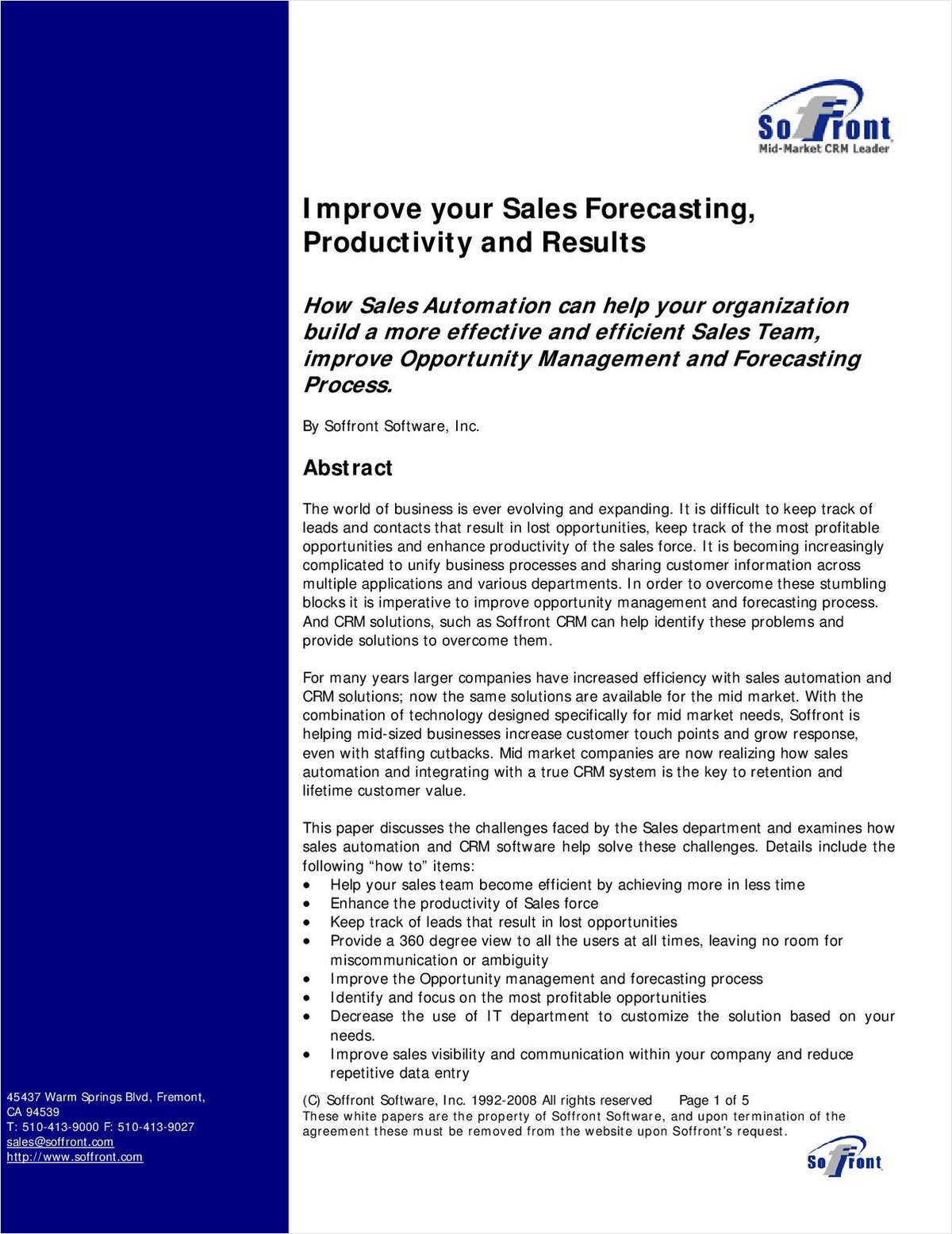 Improve your Sales Forecasting, Productivity and Results