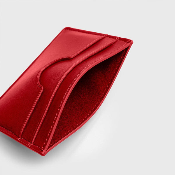 Oliver Co. London Premium Slim Apple Leather Vegan Cardholder | Chilli Red Chilli Red