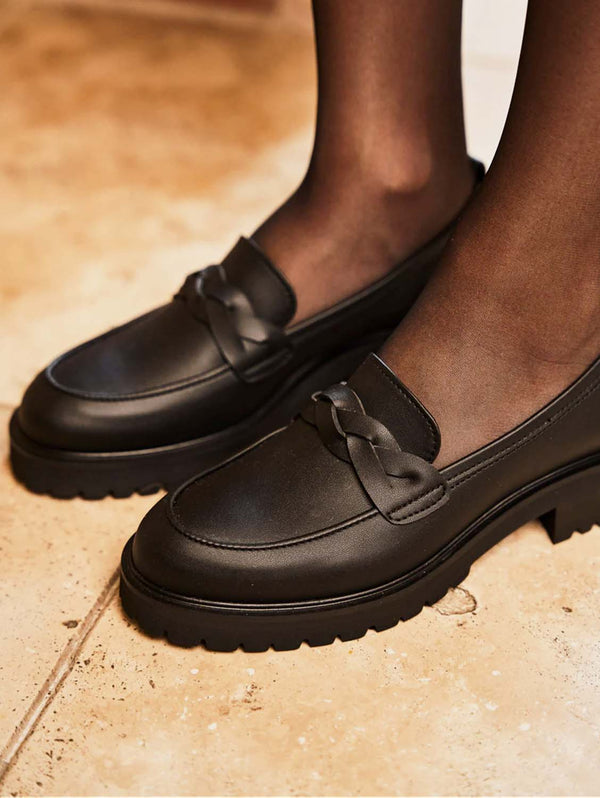 Minuit sur Terre Spell Recycled Grain Leather Vegan Loafers | Black UK2.5 / EU35 / US4.5