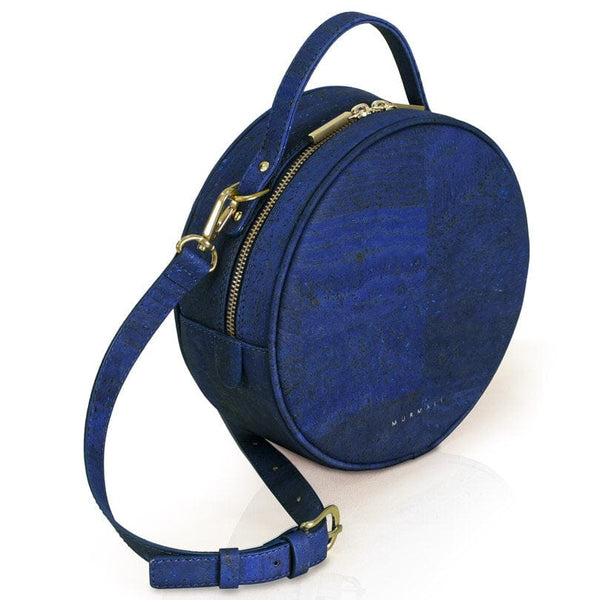 MURMALI Beta Handcrafted Cork Vegan Round Shoulder Bag | Navy