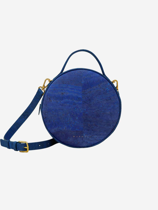 MURMALI Beta Handcrafted Cork Vegan Round Shoulder Bag | Navy