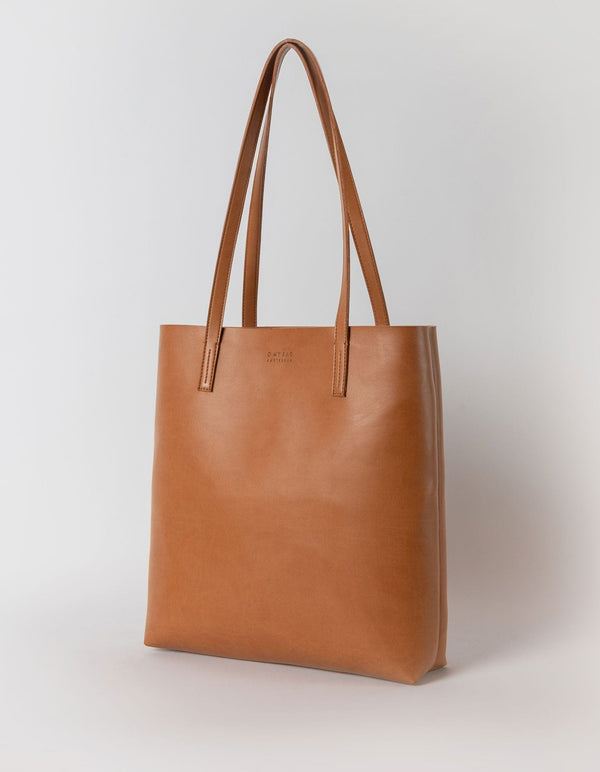 O My Bag Georgia Unisex Apple Leather Tote Vegan Bag | Brown Cognac / Vegan Uppeal™ / Large