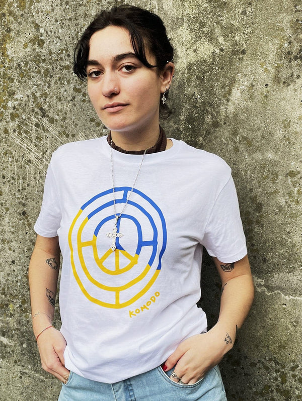 KOMODO Peace 4 Ukraine Women's Organic Cotton T-Shirt | White