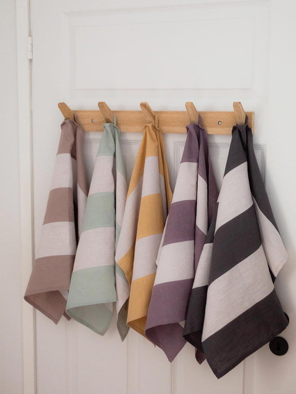 AmourLinen Striped linen tea towel