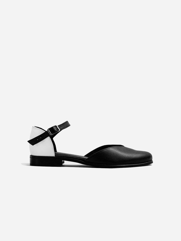 Bohema Alexa Desserto® Cactus Leather Vegan Ballerina Pumps | Black & White