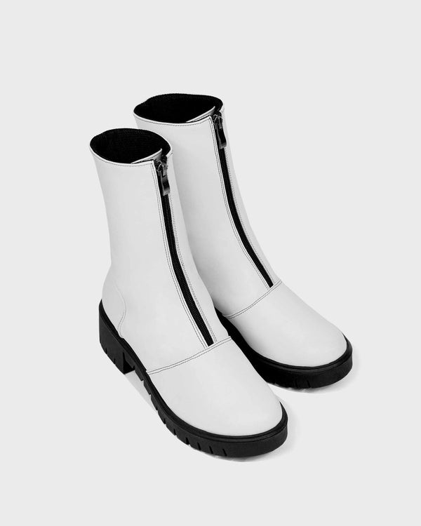 Bohema Cyber Boots White cactus leather ankle boots