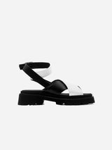 Immaculate Vegan - Bohema Medley Cross Strap Desserto® Cactus Leather Sandals | Black & White UK3.5 / EU36 / US5.5