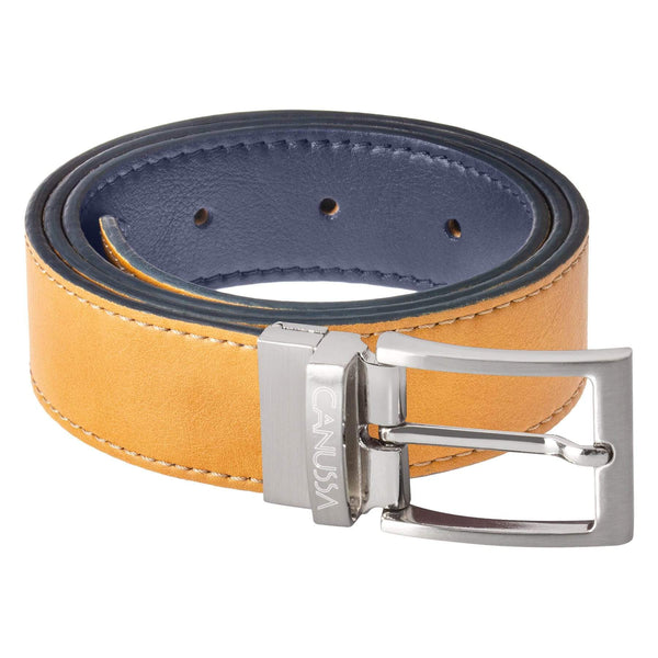 Canussa Reversible Vegan Leather Belt | Blue & Camel