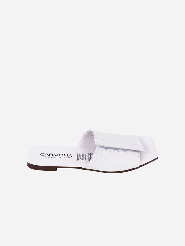 Carmona Collection Andrea Cactus Leather Vegan Sandals | White