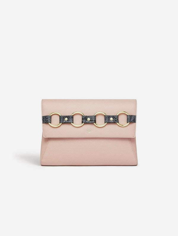 LaBante London Alder Vegan Leather Clutch CrossBody Bag | Pink Nude