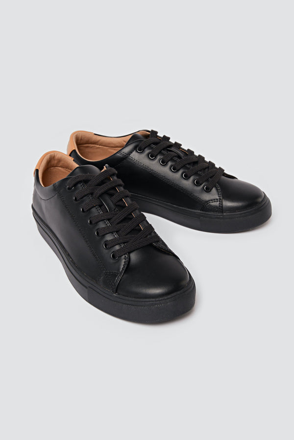 Ration.L R-Kind Unisex Vegan Leather Trainer | Mercury Black