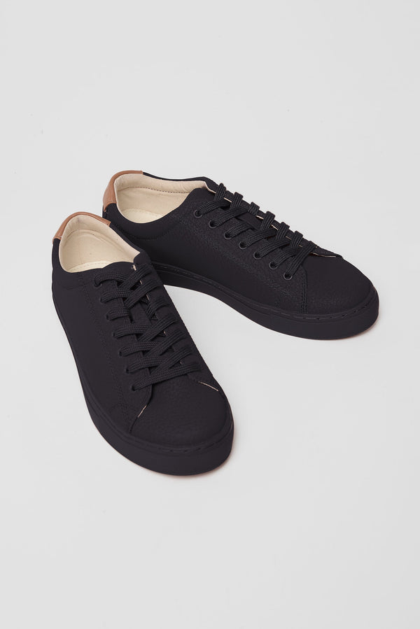 Ration.L R-Kind Unisex Vegan Leather Trainer| Mercury Black Grained