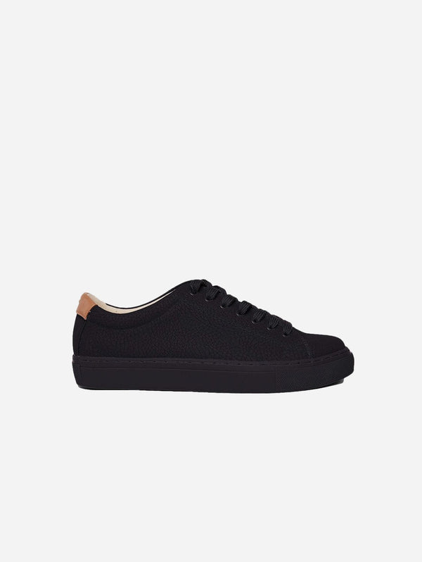 Ration.L R-Kind Unisex Vegan Leather Trainer| Mercury Black Grained