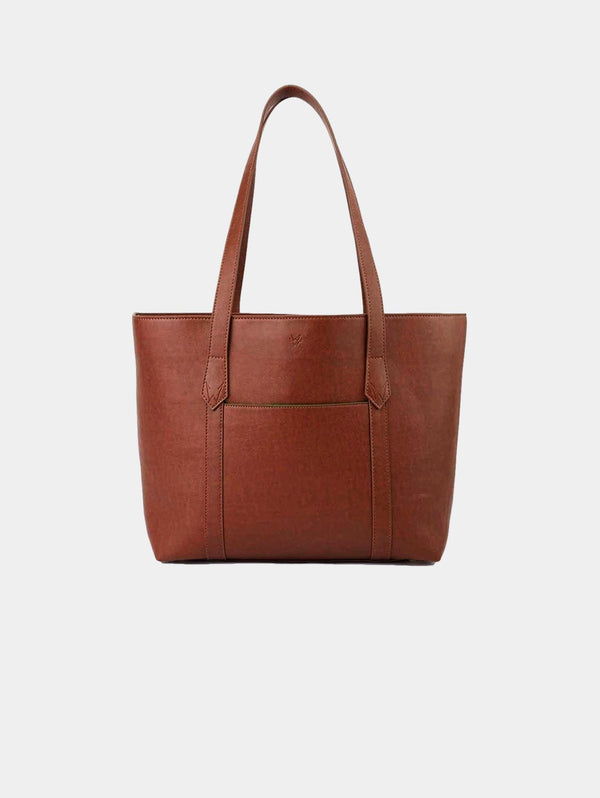 Watson & Wolfe Maddox Vegan Leather Tote Bag | Rust & Emerald