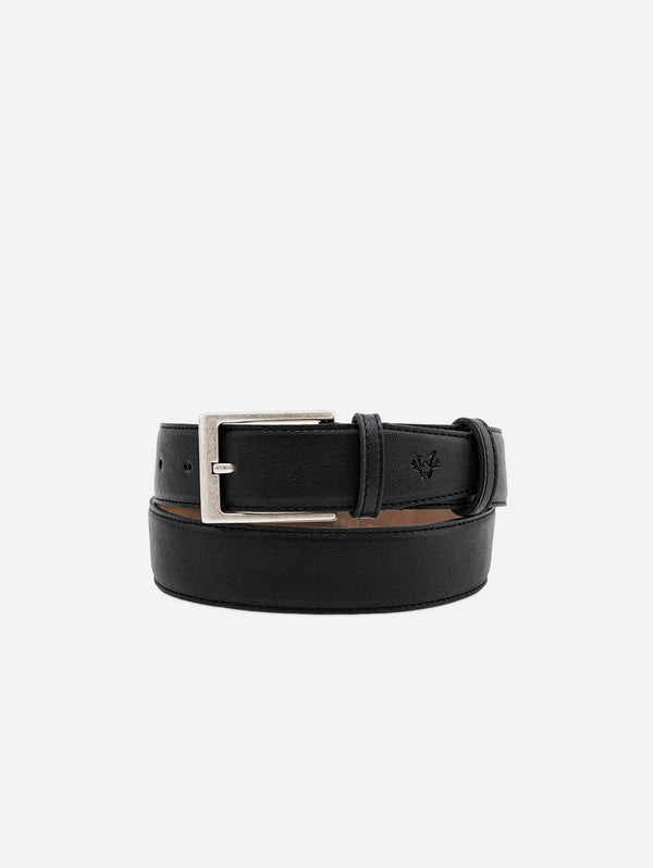 Watson & Wolfe Miller Classic Vegan Leather Belt | Black Medium: (35" to 40)