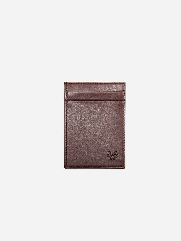 Watson & Wolfe Slim Vegan Leather RFID Protective Card Holder | Chestnut Brown