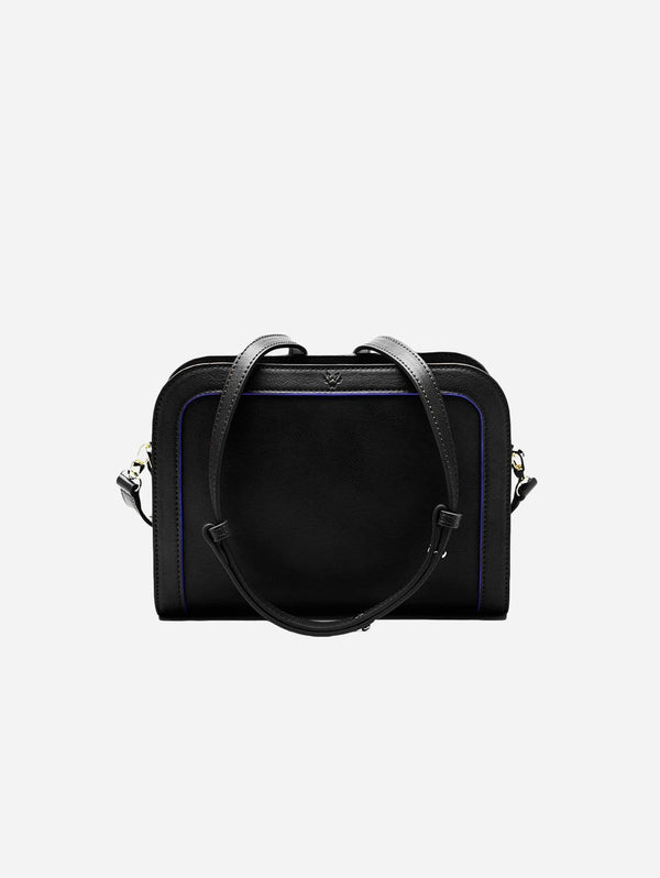 Watson & Wolfe The Wilton Vegan Leather Crossbody Bag | Black & Cobalt Blue