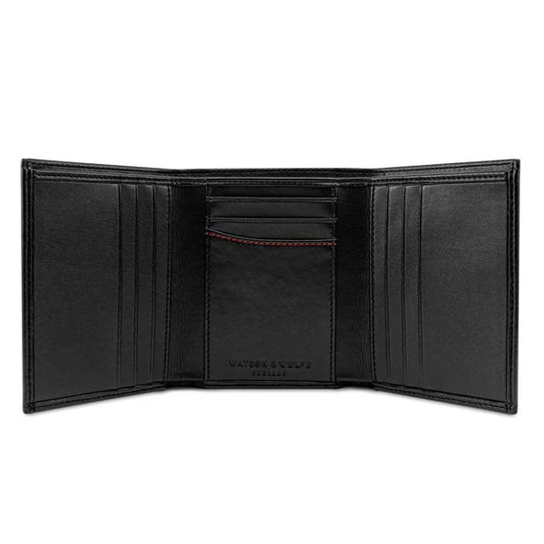 Watson & Wolfe Vegan Leather RFID Protective Trifold Wallet | Black