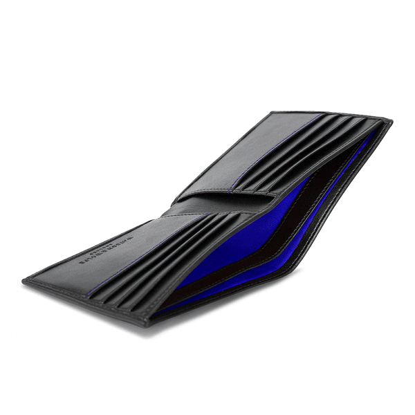 Watson & Wolfe Vegan Leather RFID Protective Wallet | Black & Cobalt Blue