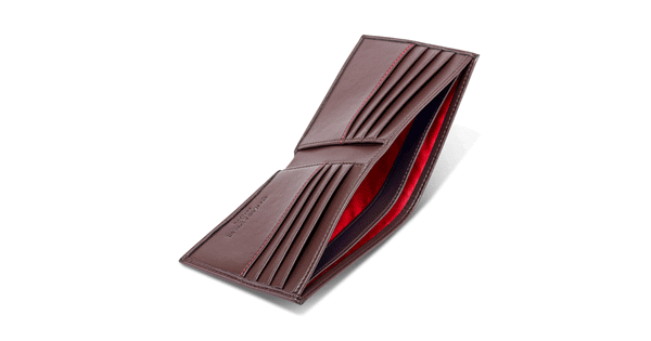 Watson & Wolfe Vegan Leather RFID Protective Wallet | Chestnut Brown & Red