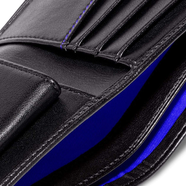 Watson & Wolfe Vegan Leather RFID Protective Wallet with Coin Pocket | Black & Cobalt Blue