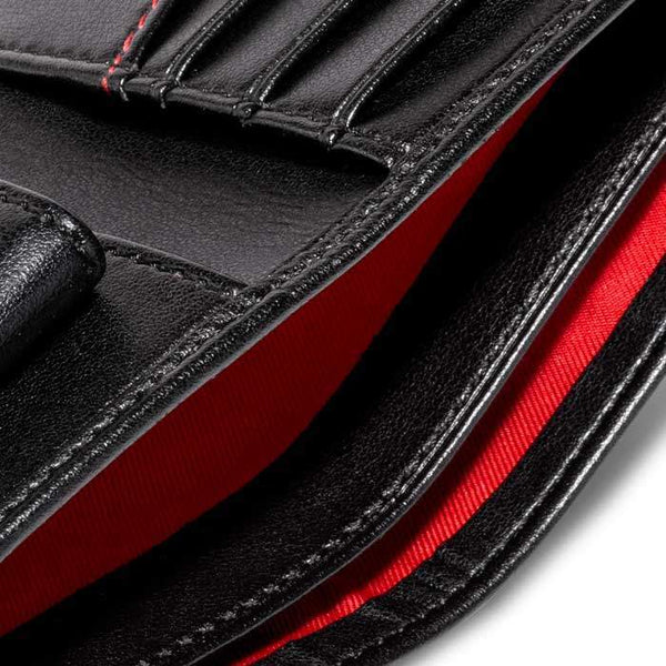 Watson & Wolfe Vegan Leather RFID Protective Wallet with Coin Pocket | Black & Red