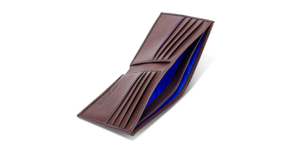 Watson & Wolfe Vegan Wallet in Chestnut Brown & Blue