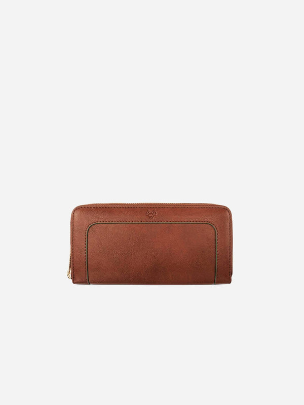 Watson & Wolfe Wilton Zipped Purse Wallet in Rust & Emerald