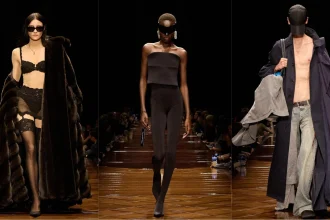 Looks 7, 54 e 39 do último desfile da Balenciaga