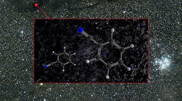 The aromatic molecule benzonitrile was detected by the GBT in the Taurus Molecular Cloud 1 (TMC-1). (Image by B. McGuire, B. Saxton, NRAO/AUI/NSF)