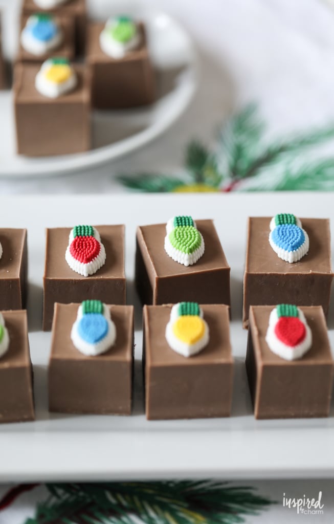 decorated chocolate squares from easy fudge recipe 