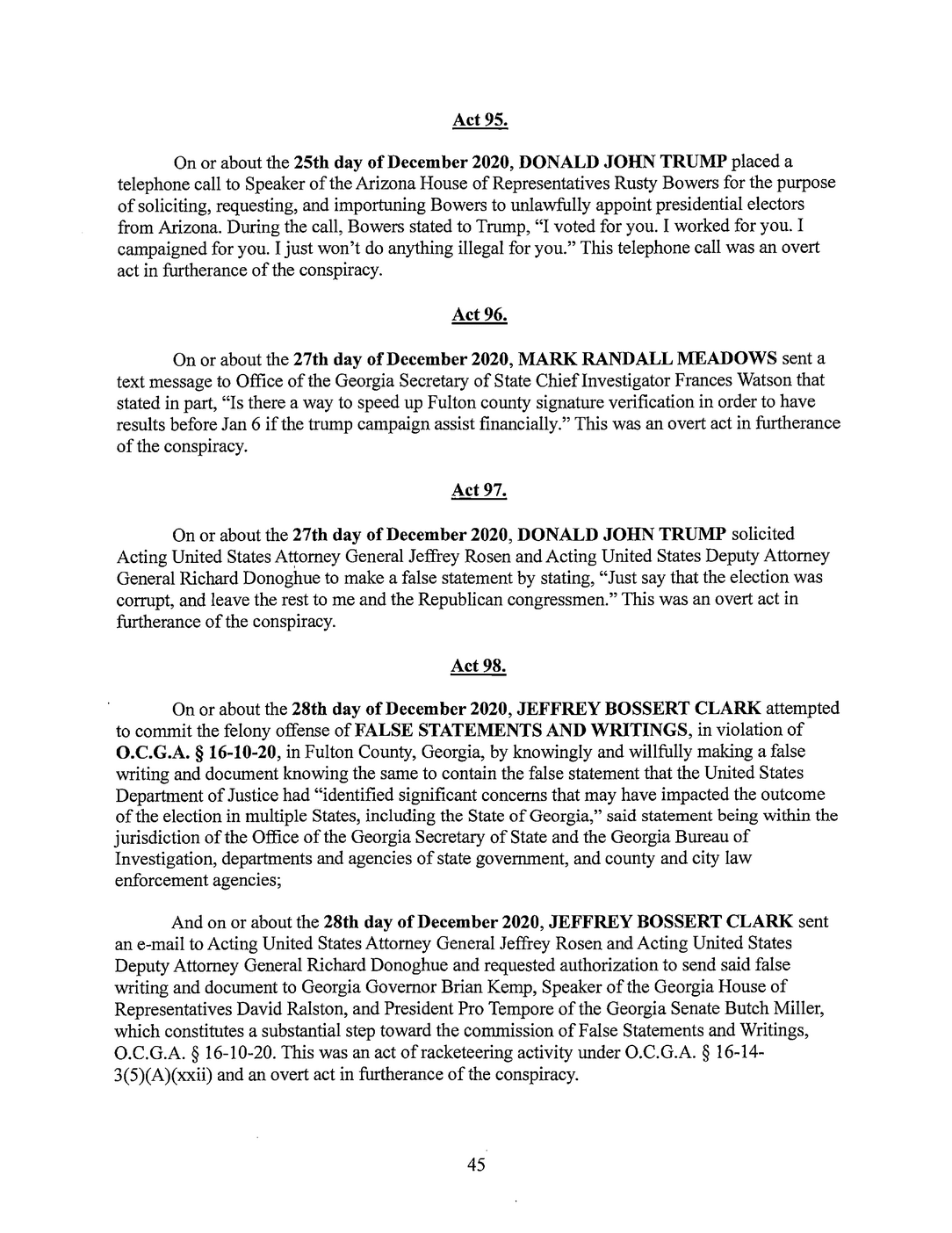 Page 45 of Georgia Indictment PDF document.