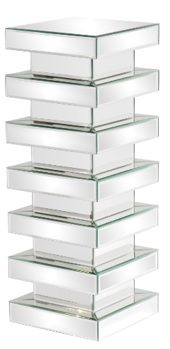 Stacked Levels Mirrored Accent Pedestal/Table