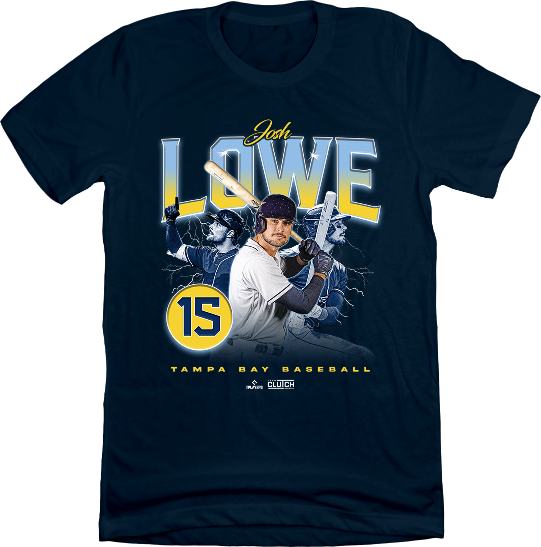 Josh Lowe Retro 90s navy T-shirt In The Clutch