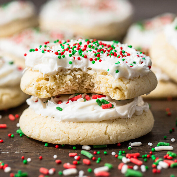 gluten free christmas cookies stacked on top of each other