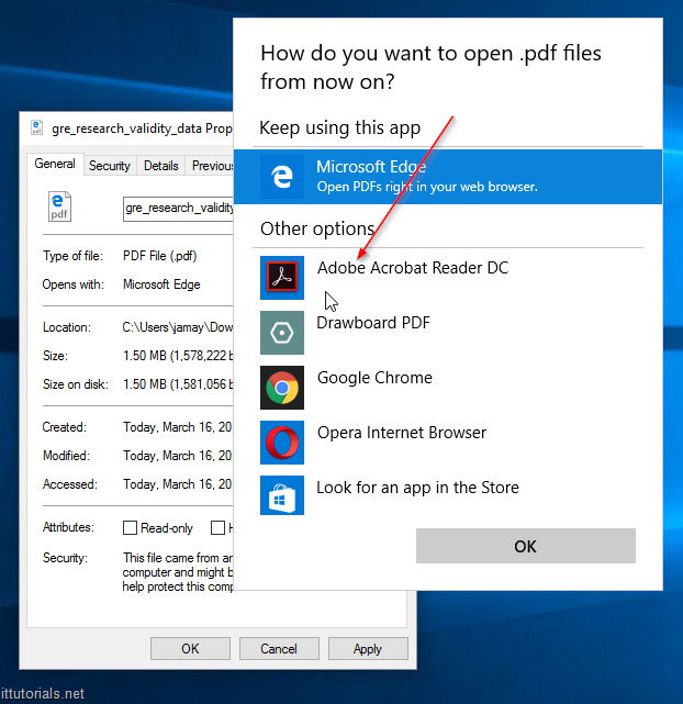 How to stop Microsoft Edge from opening PDF files in Windows 10