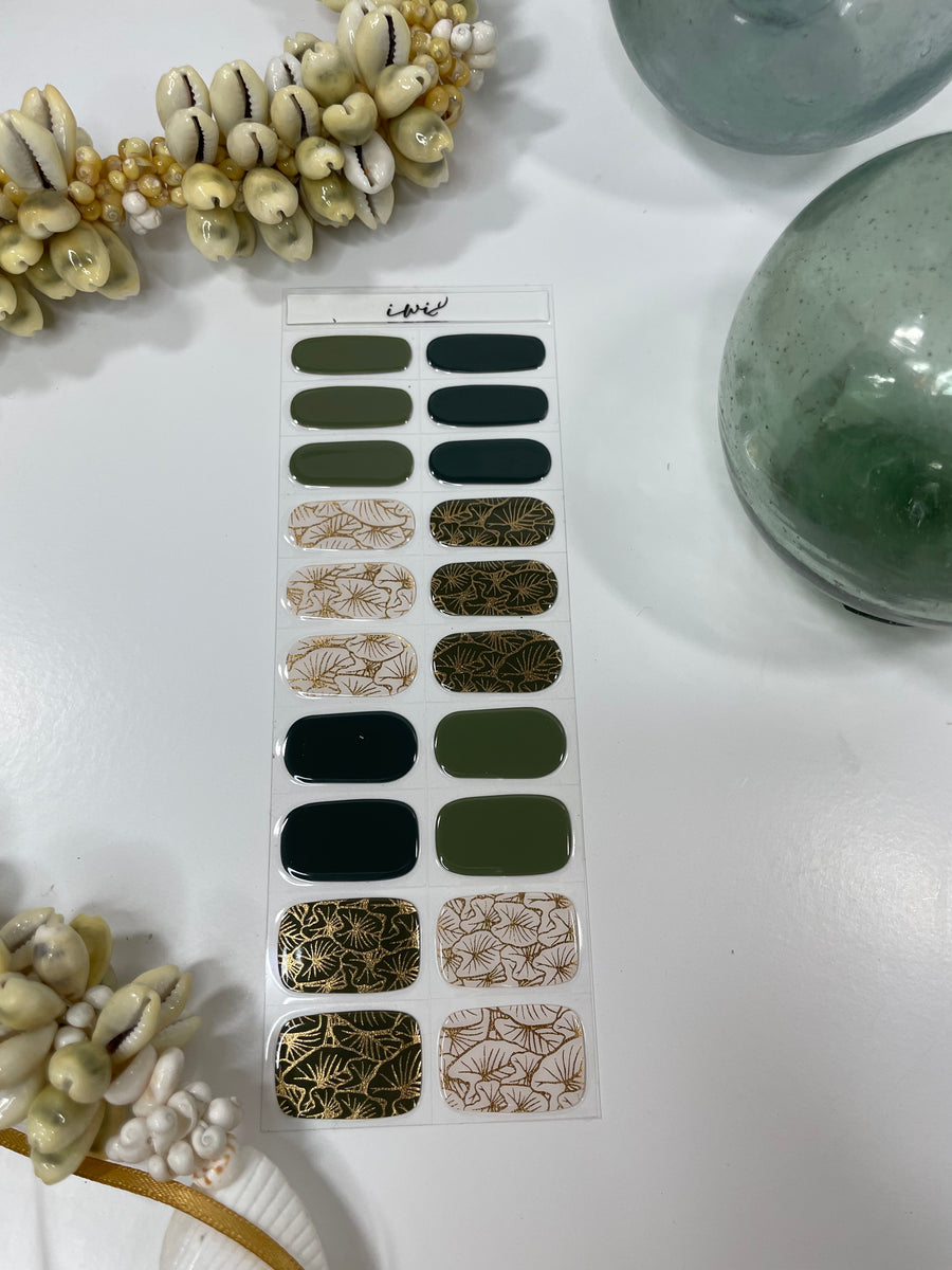 Loi Kalo Semi-Cured Gel Nail Strips  - Luxurious Botanical Elegance for a Stylish Manicure | Semi-Cured Nail Art with Hawaiian Inspired Design