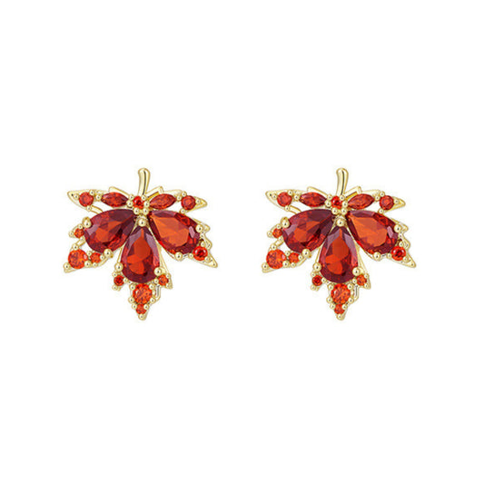 14K Gold Plated Maple Leaf Earrings Collection | GS040