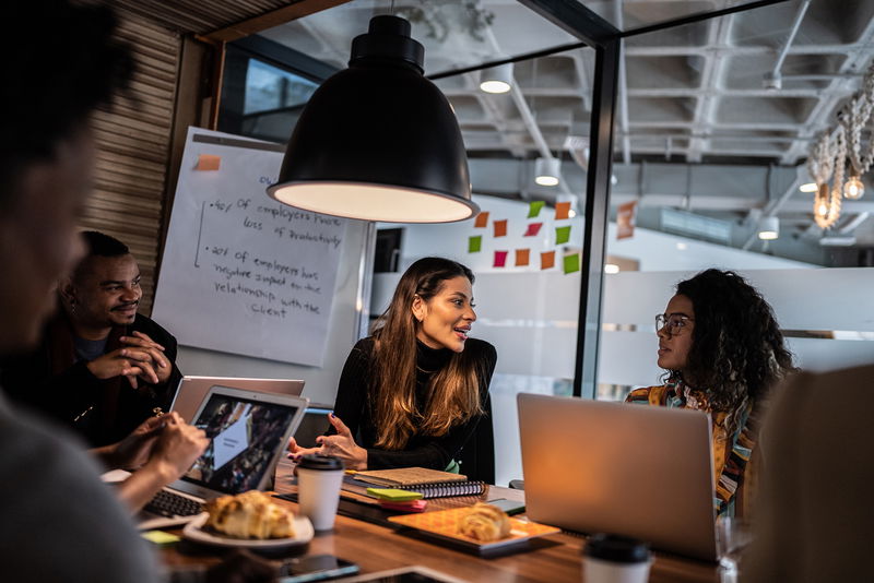 Coworkers in a meeting at the office