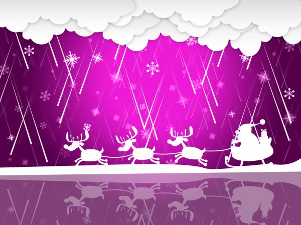 Xmas Rain Shows Santa Claus And Christmas